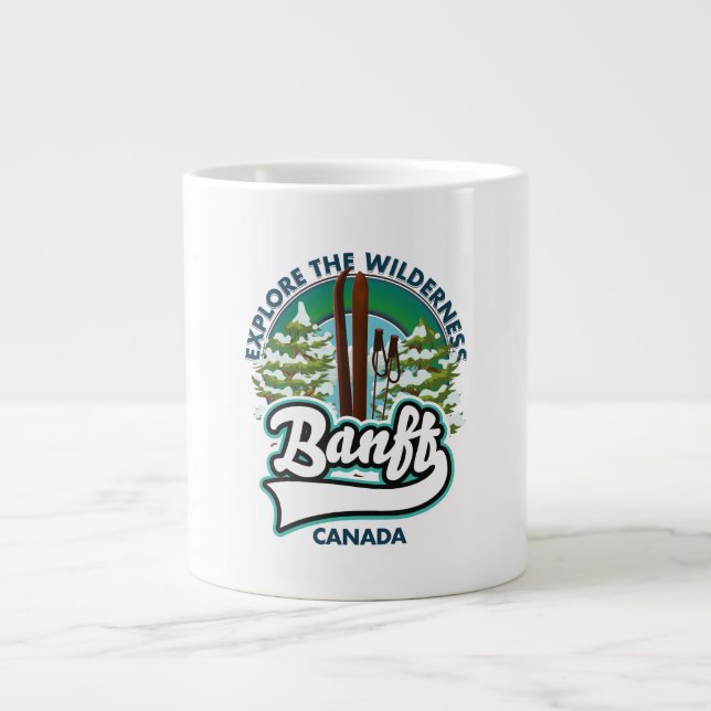 banff canada to ski logo giant coffee mug (Front)