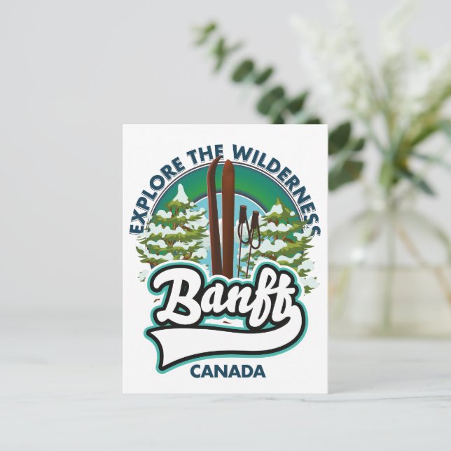 banff canada to ski logo postcard (Standing Front)