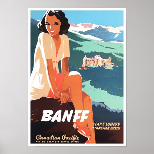 Banff Canada vintage travel poster