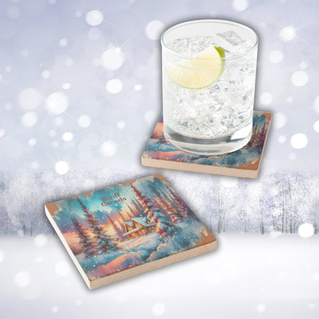 Banff Canada Watercolor Sketch  | Stone Coaster (Creator Uploaded)