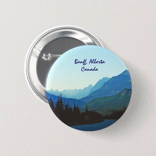 Banff Jasper Blue Pinback Button (Front & Back)