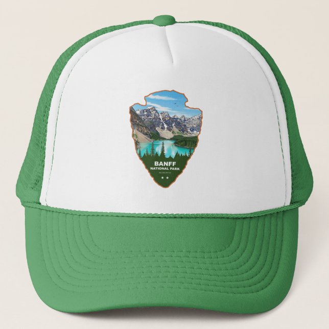 Banff National Park Alberta Arrowhead Trucker Hat (Front)