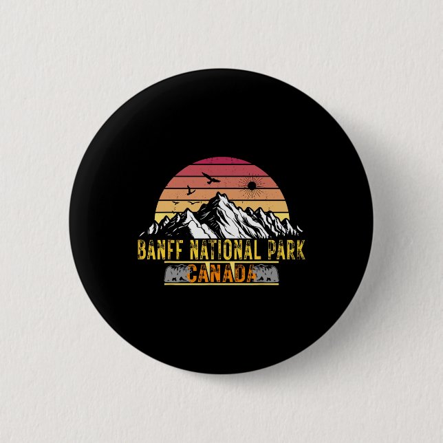 Banff National Park Alberta Canada Camping Hiking  Button (Front)