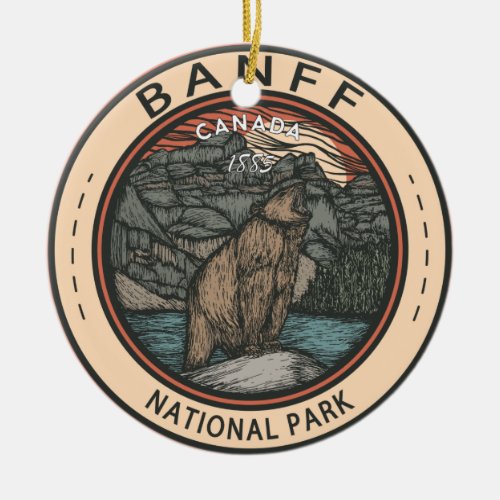 Banff National Park Canada Travel Emblem Vintage Ceramic Ornament
