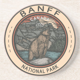 Banff National Park Canada Travel Emblem Vintage Coaster