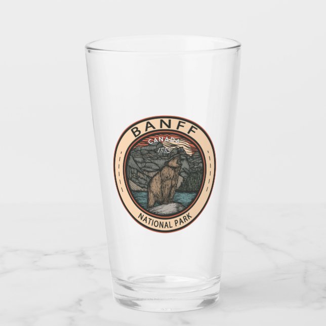 Banff National Park Canada Travel Emblem Vintage Glass (Front)