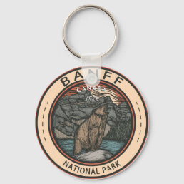 Banff National Park Canada Travel Emblem Vintage Keychain