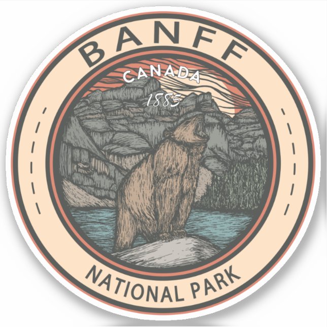 Banff National Park Canada Travel Emblem Vintage Sticker (Front)