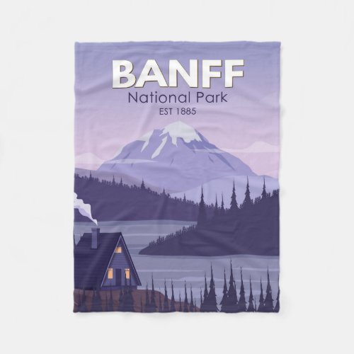 Banff National Park Canada Travel Vintage Fleece Blanket