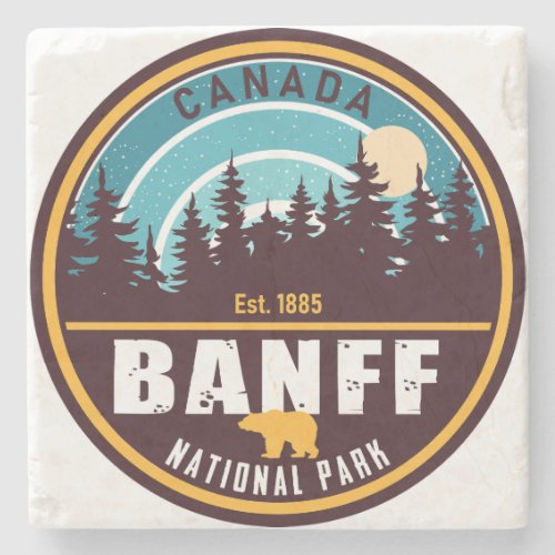 Banff National Park Canada Travel Vintage Stone Coaster