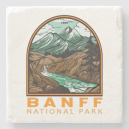 Banff National Park Canada Travel Vintage Stone Coaster