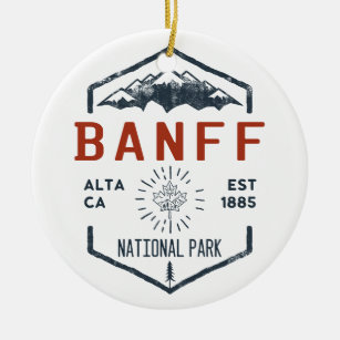 Banff National Park Canada Vintage Distressed  Ceramic Ornament