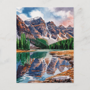 Banff National Park Canada Watercolor Painting Postcard