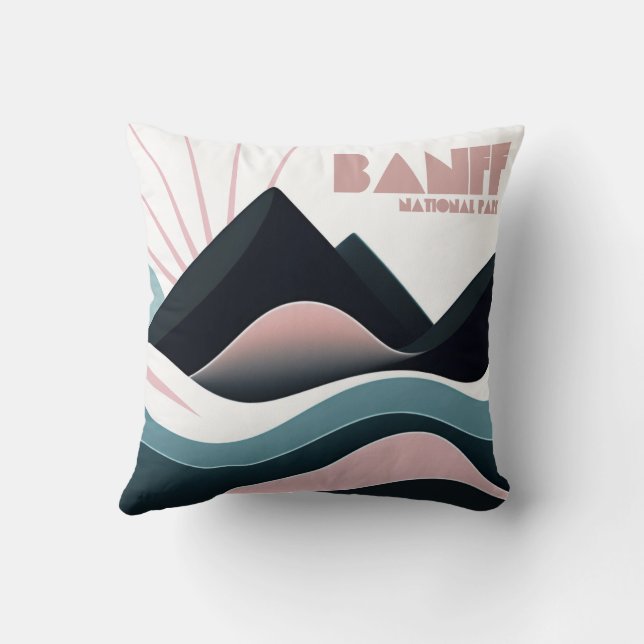 Banff National Park Colored Hills Throw Pillow (Back)