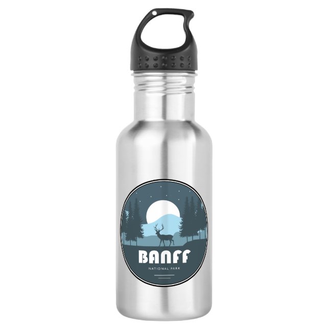 Banff National Park Deer Stainless Steel Water Bottle (Front)