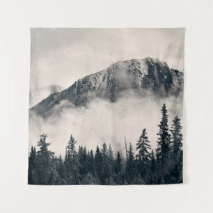 Banff national park foggy mountains and forest in tapestry