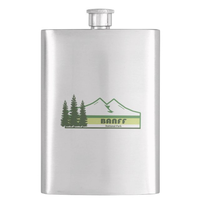 Banff National Park Green Stripes Flask (Front)