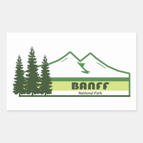 Banff National Park Green Stripes Rectangular Sticker