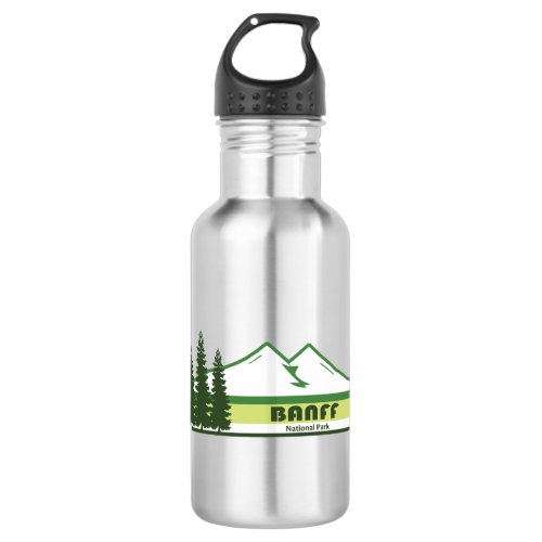 Banff National Park Green Stripes Stainless Steel Water Bottle