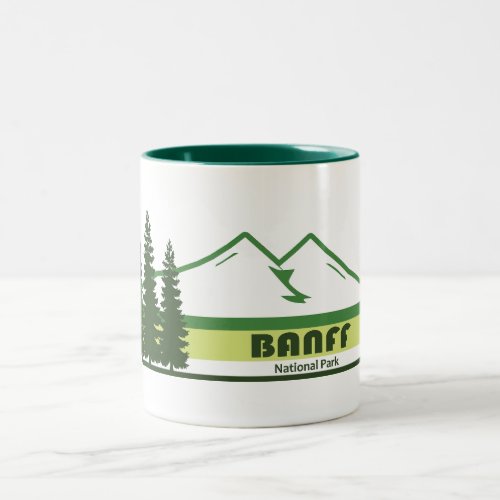 Banff National Park Green Stripes Two_Tone Coffee Mug