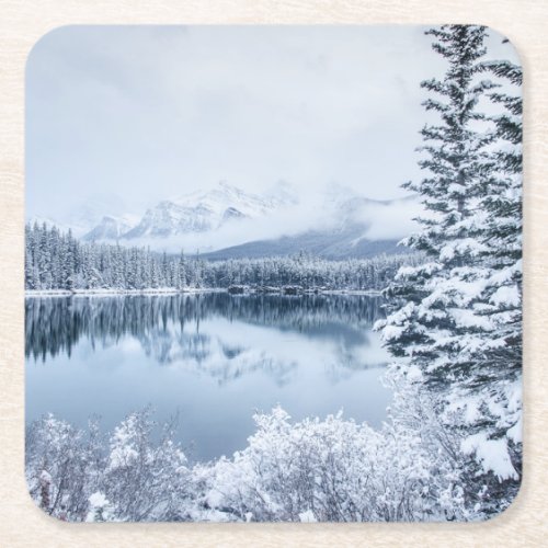 Banff National Park in Winter Square Paper Coaster