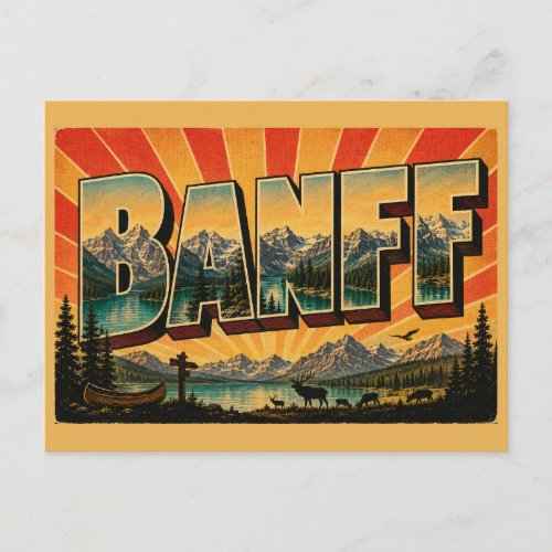 Banff National Park Lakes Mountains Forest Art Postcard