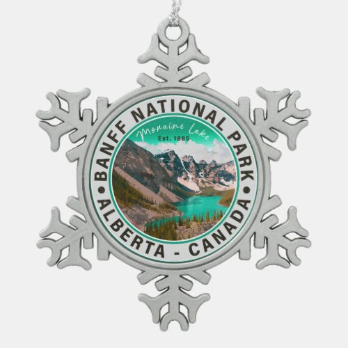Banff National Park Moraine Lake Alberta Canada Snowflake Pewter Christmas Ornament