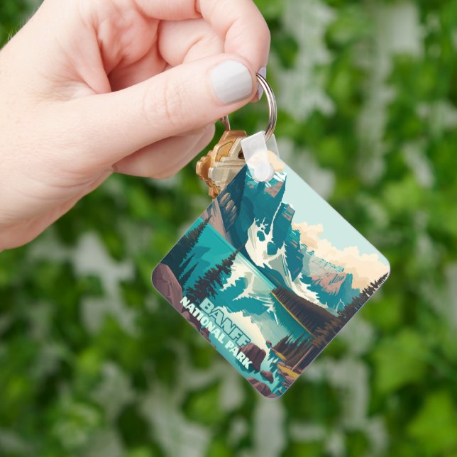 Banff National Park Moraine Lake Retro Keychain (Hand)