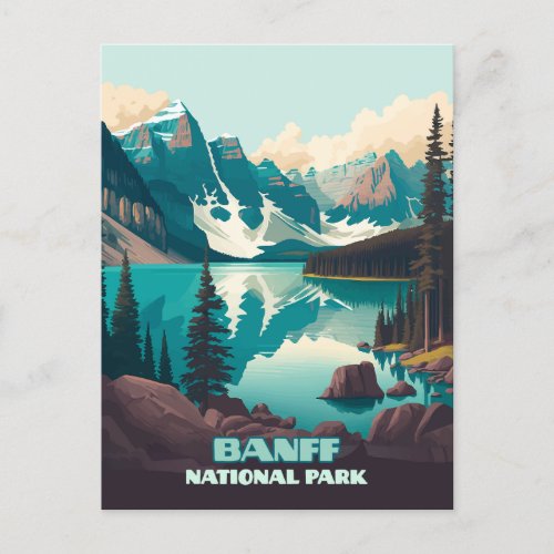 Banff National Park Moraine Lake Retro  Postcard