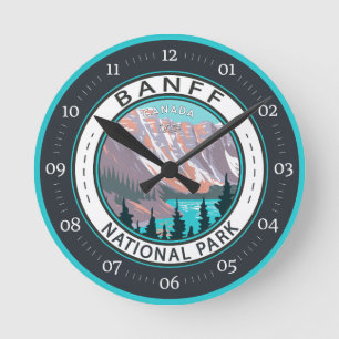 Banff National Park Moraine Lake Vintage Round Clock