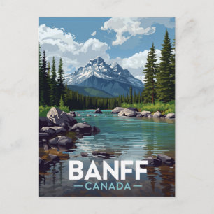 Banff National Park Mountain River View Postcard