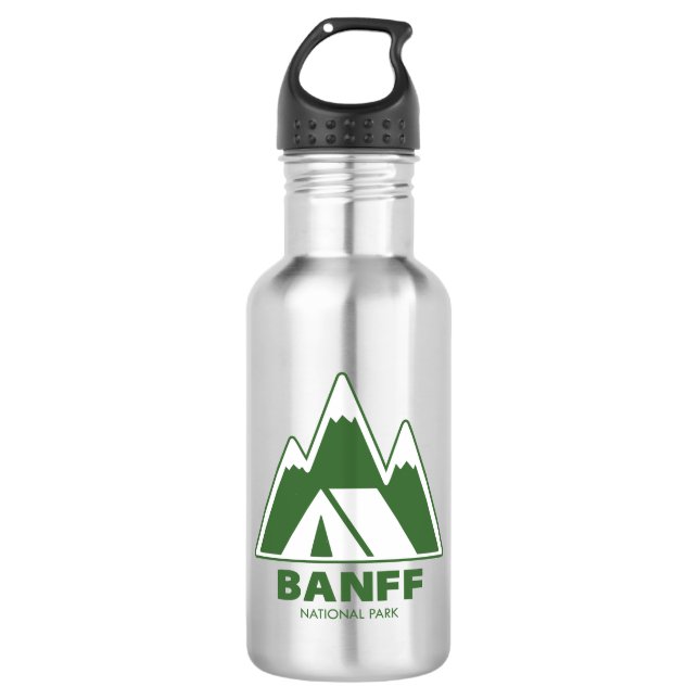 Banff National Park Mountains Camping Stainless Steel Water Bottle (Front)