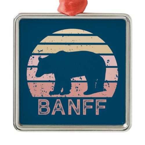 Banff National Park Retro Bear Metal Ornament