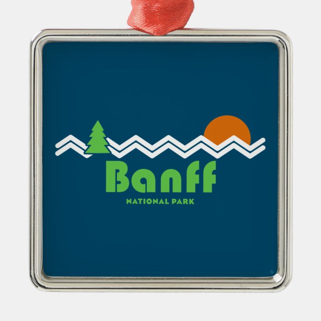 Banff National Park Retro Metal Ornament (Front)