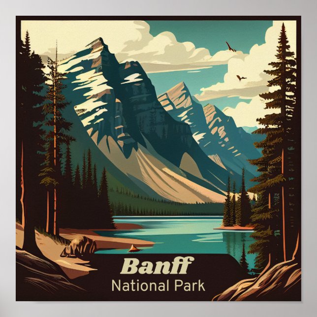 Banff National Park Square Vintage  Poster (Front)