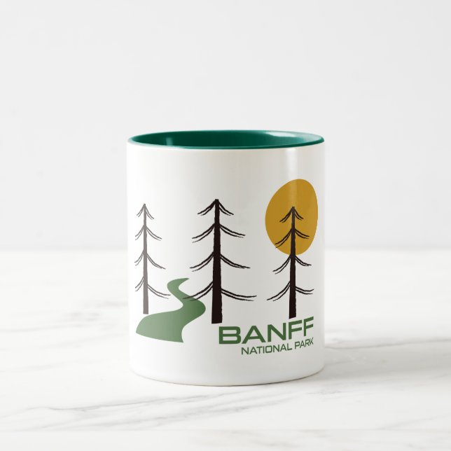 Banff National Park Trail Two-Tone Coffee Mug (Center)