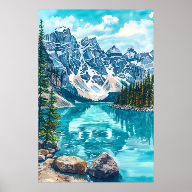 Banff National Park Watercolor 2 Poster (Front)