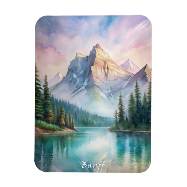 Banff National Park Watercolor Painting  Magnet (Vertical)