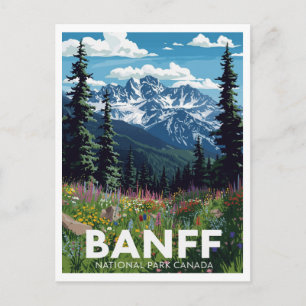 Banff National Park Wildflower Mountains Postcard