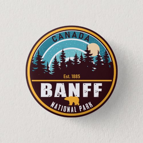 Banff NP Canada Rocky Mountains Vintage Souvenirs Button