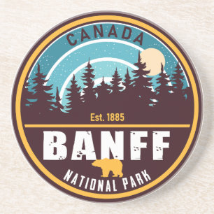 Banff NP Canada Rocky Mountains Vintage Souvenirs Coaster