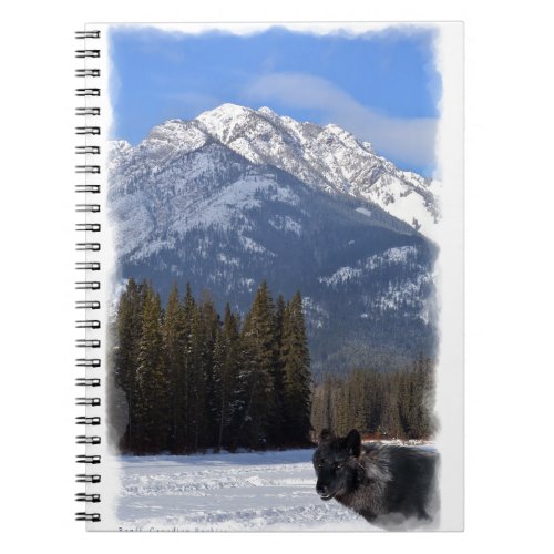 Banff Wolf in Winter with Mt Cascade Notebook