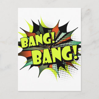 Bang bang comic book effect sound postcard