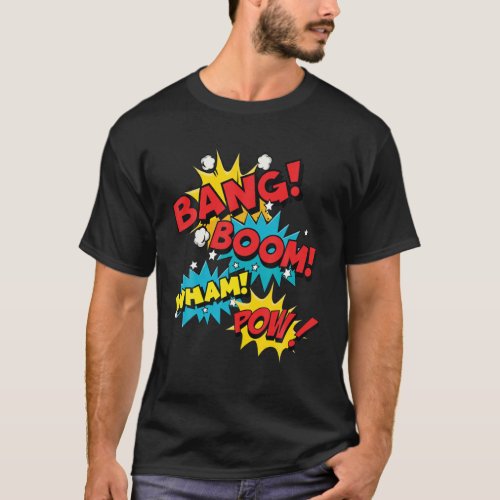 Bang Boom Pow Wham Comic Bubbles Vintage T_Shirt