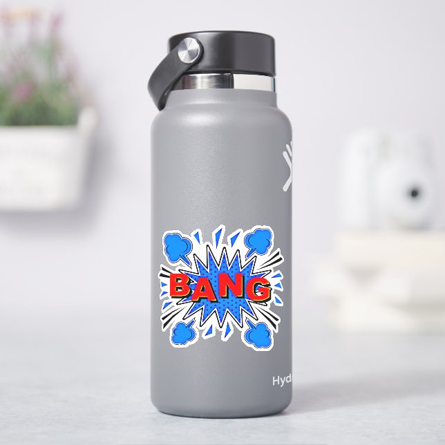 BANG Burst Pop Art Red Blue  4" Vinyl  Sticker (HydroFlask)