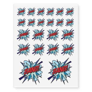 BANG Comic Book Fun Modern Typography Temporary Tattoos