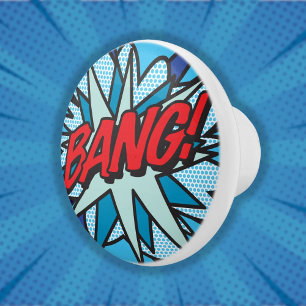 BANG Fun Cool Retro Comic Book Pop Art Ceramic Knob