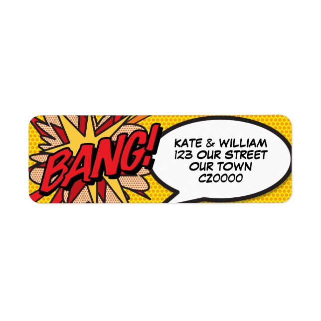 BANG Fun Retro Comic Book Pop Art Address Label (Front)