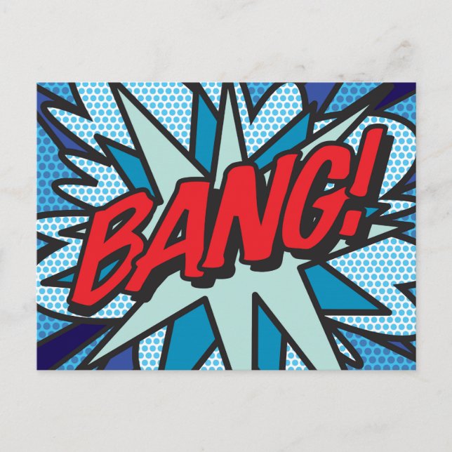 BANG Fun Retro Comic Book Pop Art Announcement Postcard (Front)