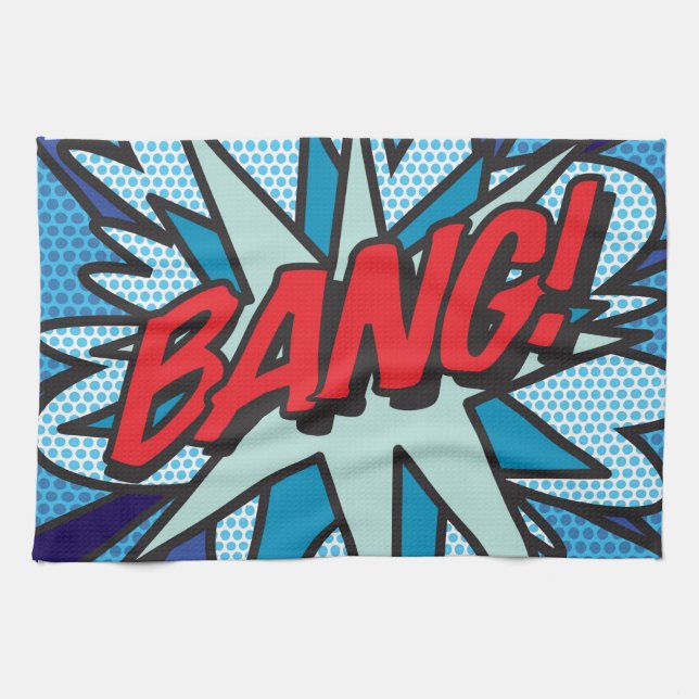 BANG Fun Retro Comic Book Pop Art Kitchen Towel (Horizontal)